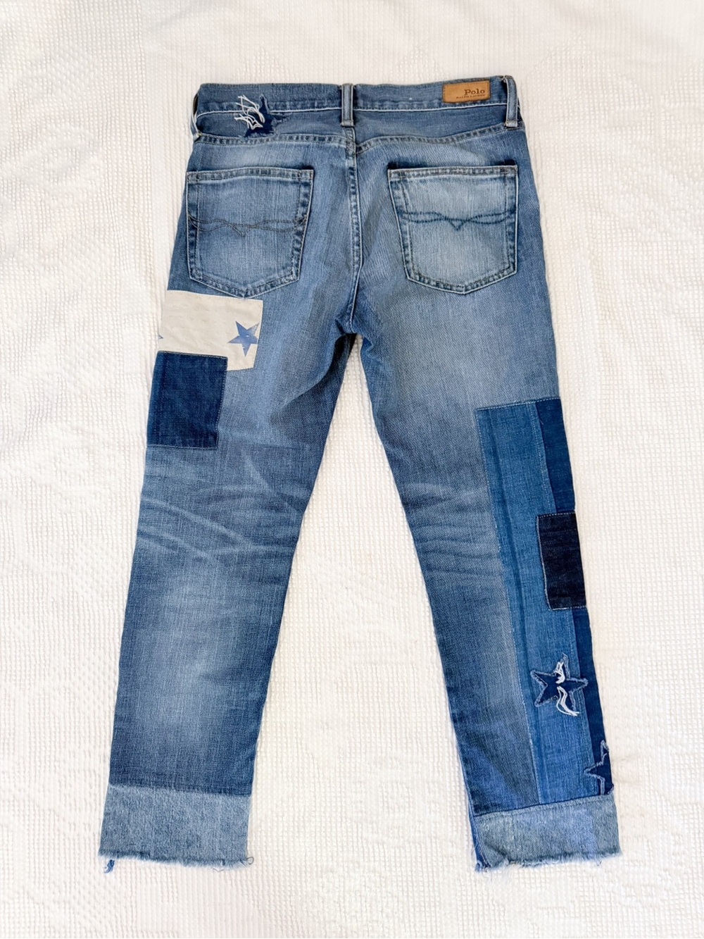Polo Ralph Lauren Women's Jeans 27 The Waverly Straight Crop Star Patchwork Pant - Picture 6 of 9